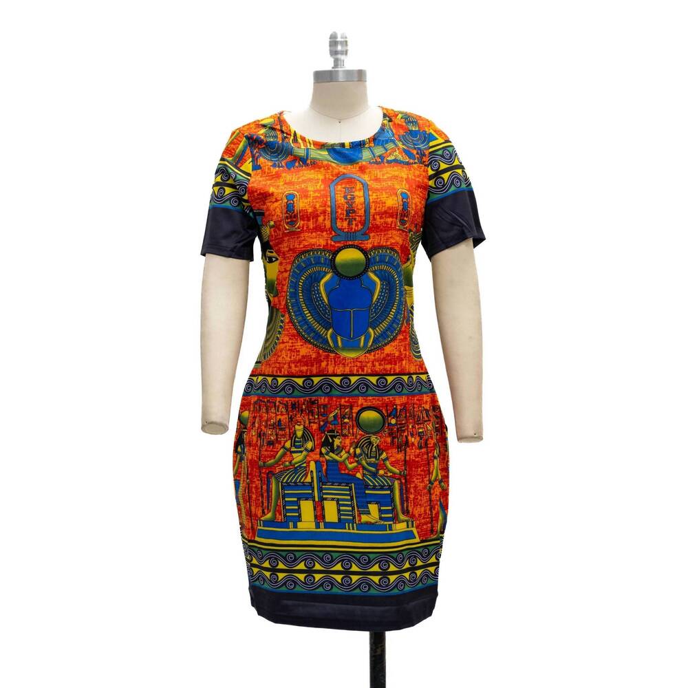NEW MICHAEL K women's egyptian print mini dress in multi